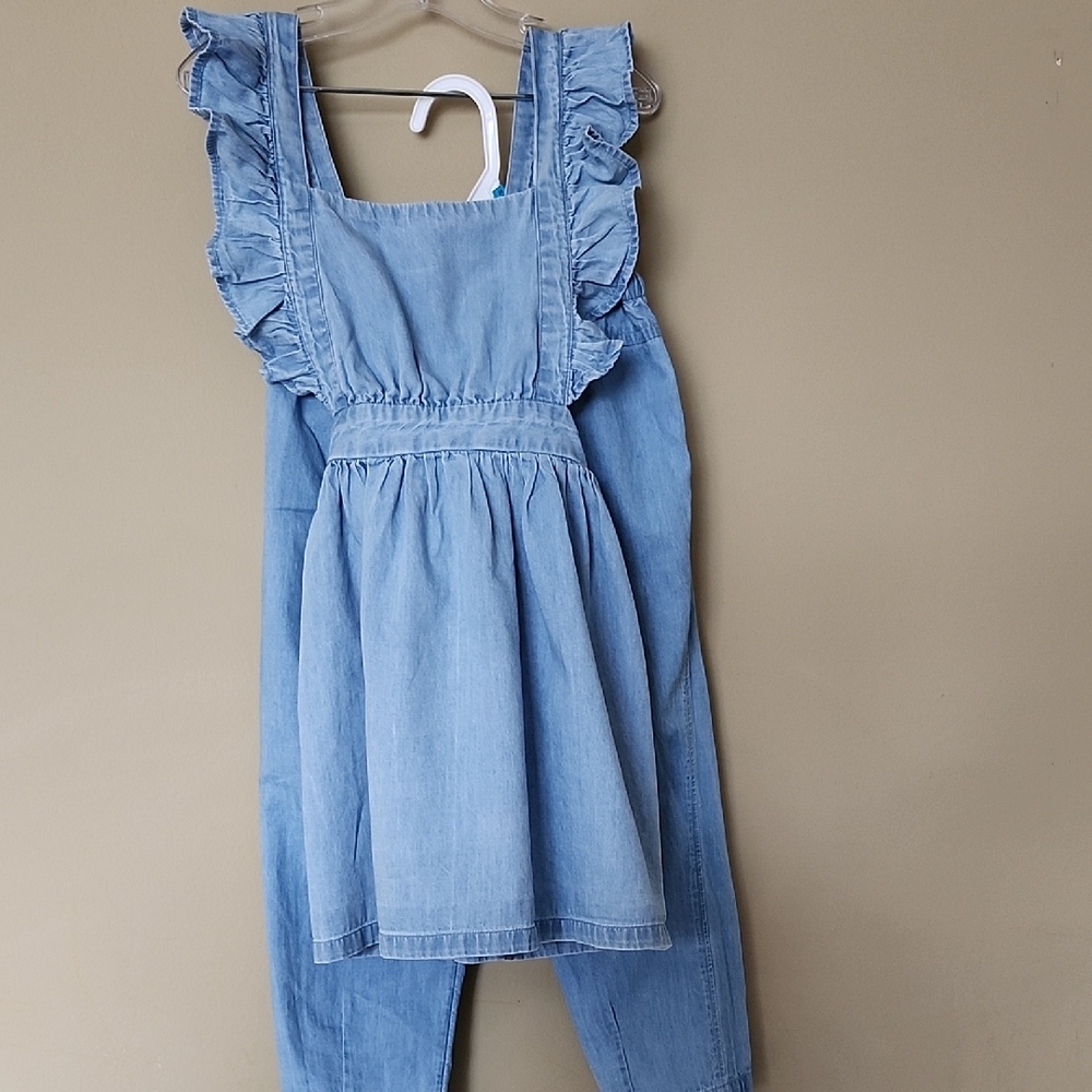 Little Earthling Kids  Blue Jean Dress And Pants Set 3-4years